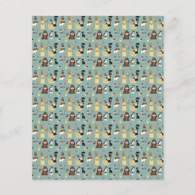 het patroon van de turqouise-achtergrond-honden. (Voorkant)