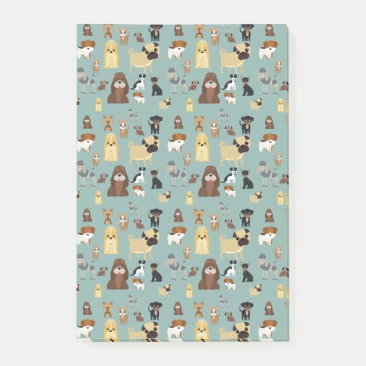het patroon van de turqouise-achtergrond-honden. post-it® notes (Voorkant)