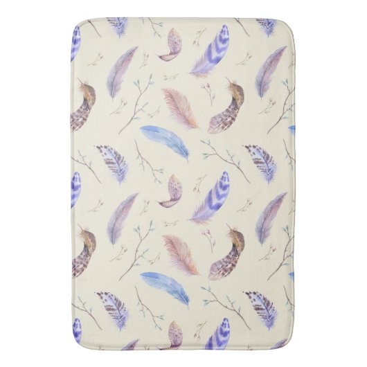 Het Patroon van de Veer van de waterverf Bladeren  Badmat (Voorkant Verticaal)