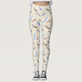 Het Patroon van de Veer van de waterverf Bladeren  Leggings (Voorkant)