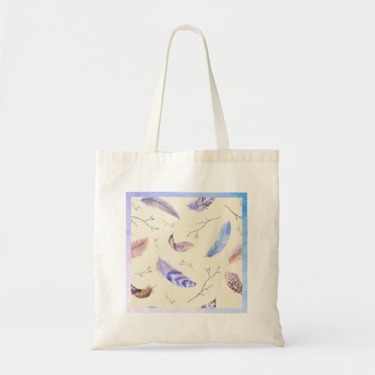Het Patroon van de Veer van de waterverf Bladeren  Tote Bag (Voorkant)