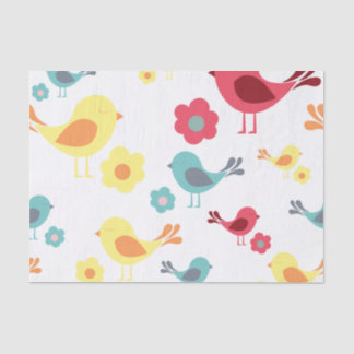 het patroon van de  vogels - roze, blauw, geel, tissuepapier