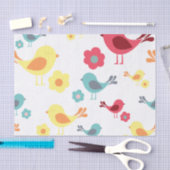 het patroon van de  vogels - roze, blauw, geel, tissuepapier (Craft)