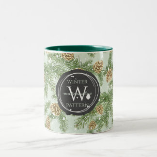Het Patroon van de Waterverf van de Tak van de pin Tweekleurige Koffiemok