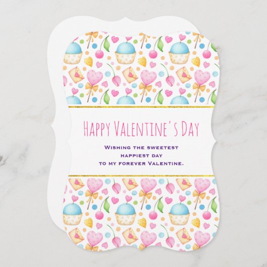 Het Patroon van de Waterverf van het hart en van d Feestdagenkaart (Voorkant / Achterkant)