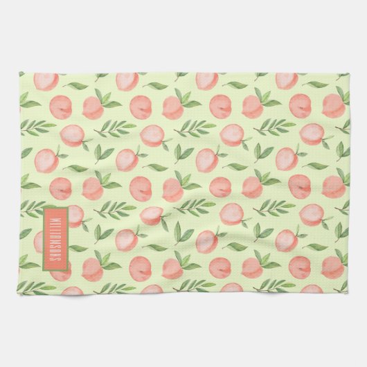 Het Patroon van de waterverf van het Perzikpatroon Theedoek (Horizontaal)