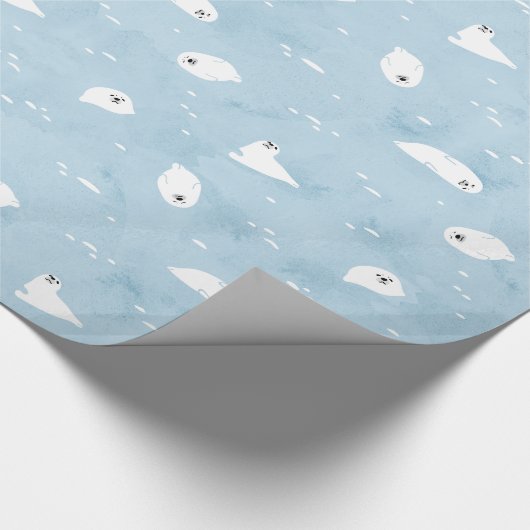 Het Patroon van de Zegel van de baby in Sage blauw Cadeaupapier (Hoek)