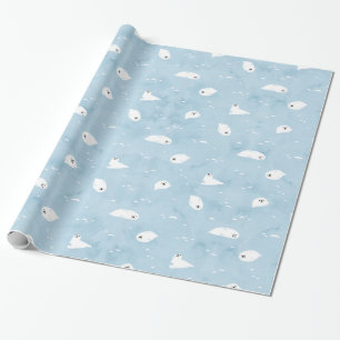 Het Patroon van de Zegel van de baby in Sage blauw Cadeaupapier