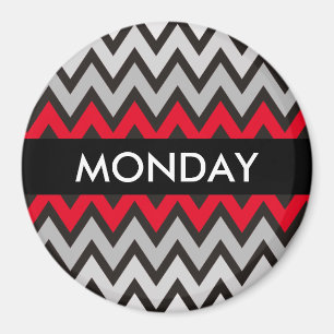 Het patroon van de ZIGZAG - zwart wit grijs + uw Magneet