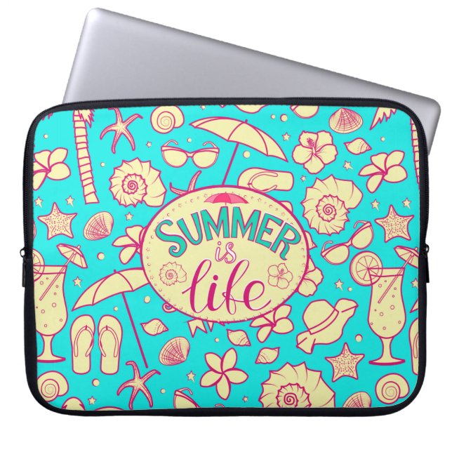 Het patroon van de zomer op de achtergrond van tur laptop sleeve (Voorkant)