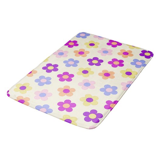 Het Patroon van flower power - Gele Achtergrond Badmat (Gekanteld)