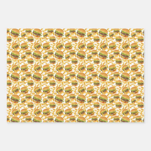 het patroon van het coole gevlekte hamburgers frie inpakpapier vel (Voorkant 3)