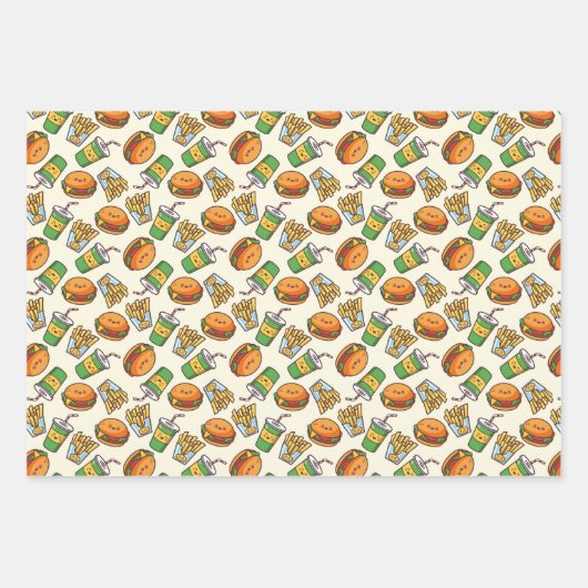 het patroon van het coole gevlekte hamburgers frie inpakpapier vel (Voorkant 2)