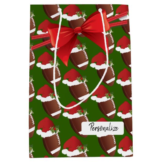 Het Patroon van het Football van Kerstmis Medium Cadeauzakje (Voorkant)