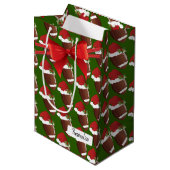 Het Patroon van het Football van Kerstmis Medium Cadeauzakje (Voorkant Gekanteld)