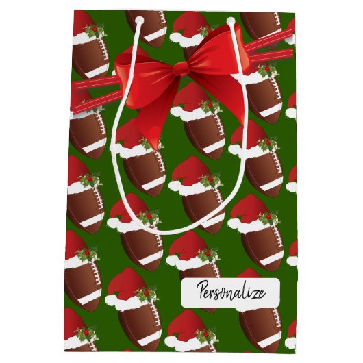 Het Patroon van het Football van Kerstmis Medium Cadeauzakje (Achterkant)