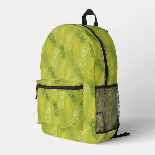 Het Patroon van het Overzicht van ananas op Groen Bedrukte Rugzak (Achterkant Hoek Rechts)