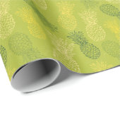 Het Patroon van het Overzicht van ananas op Groen Cadeaupapier (Rol Hoek)