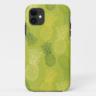 Het Patroon van het Overzicht van ananas op Groen Case-Mate iPhone Case