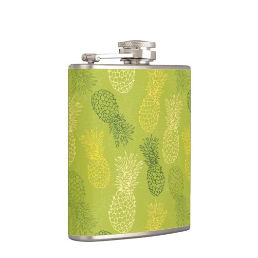 Het Patroon van het Overzicht van ananas op Groen Heupfles (Rechts)