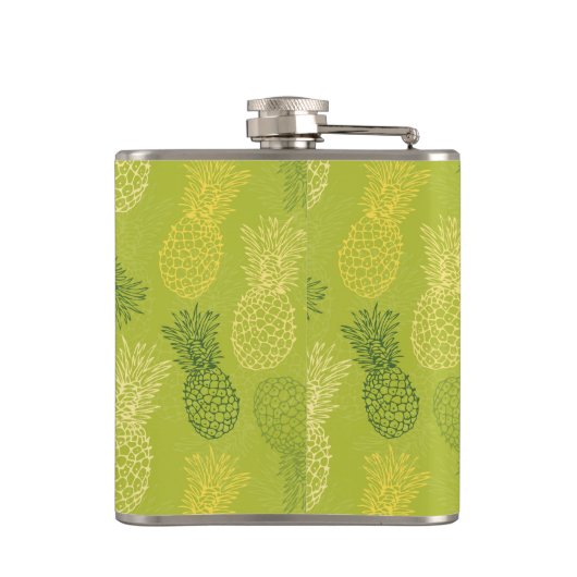 Het Patroon van het Overzicht van ananas op Groen Heupfles (Achterkant)