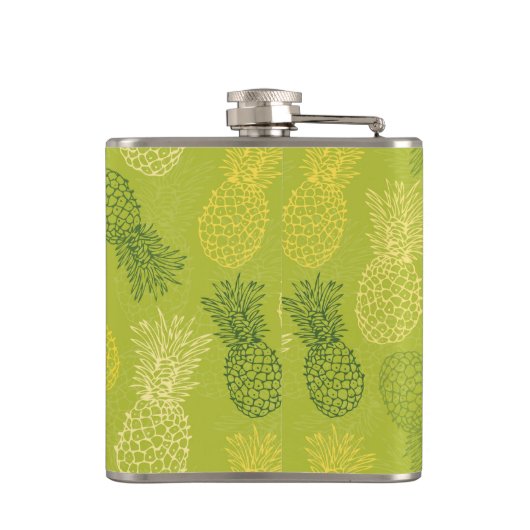 Het Patroon van het Overzicht van ananas op Groen Heupfles (Achterkant)