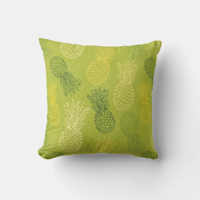 Het Patroon van het Overzicht van ananas op Groen Kussen (Voorkant)