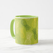 Het Patroon van het Overzicht van ananas op Groen Mok (Voorkant links)