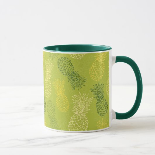 Het Patroon van het Overzicht van ananas op Groen Mok (Rechts)