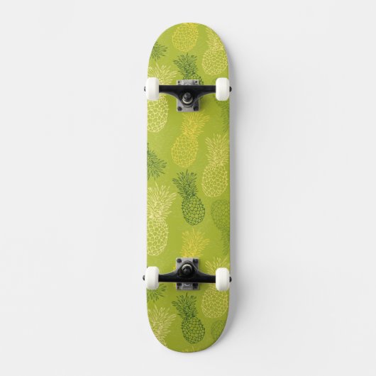 Het Patroon van het Overzicht van ananas op Groen Skateboard (Voorkant)