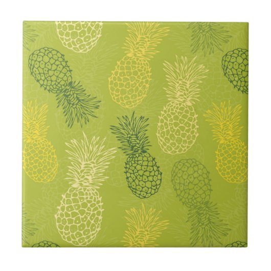Het Patroon van het Overzicht van ananas op Groen Tegeltje (Voorkant)