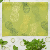 Het Patroon van het Overzicht van ananas op Groen Theedoek (Gevouwen)