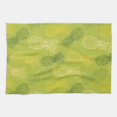 Het Patroon van het Overzicht van ananas op Groen Theedoek (Horizontaal)
