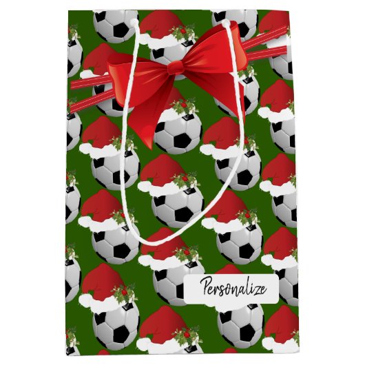 Het Patroon van het Voetbal van Kerstmis Medium Cadeauzakje (Voorkant)