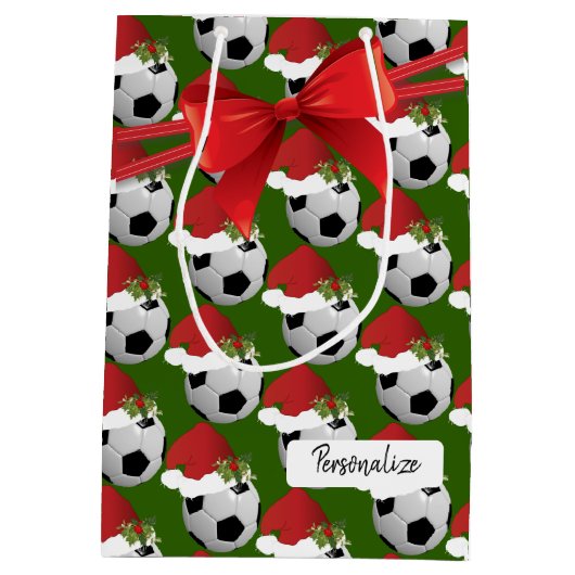 Het Patroon van het Voetbal van Kerstmis Medium Cadeauzakje (Achterkant)