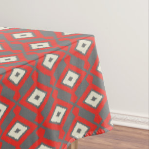 Het Patroon van Ikat - Rood, Grijs en Beige Tafelkleed