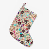 Het patroon van naadloze doedelcake. Handtekening  Kleine Kerstsok (Voorkant (Hangend))