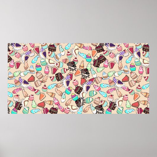 Het patroon van naadloze doedelcake. Handtekening  Poster (Voorkant)