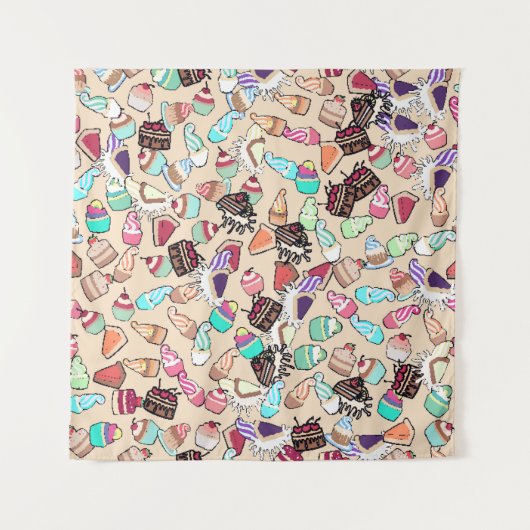 Het patroon van naadloze doedelcake. Handtekening Wandkleed (Voorkant)