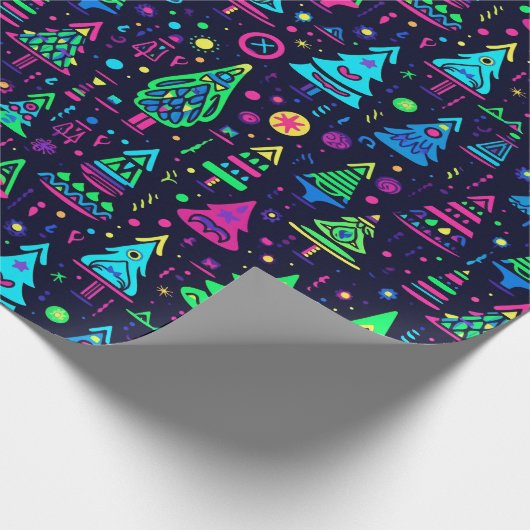 Het patroon van Neon Christmas Tree Cadeaupapier (Hoek)