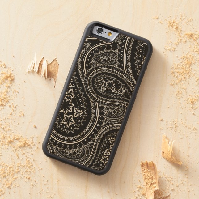 Het Patroon van Paisley Carved Wood iPhone Hoesje (Voorbeeld)