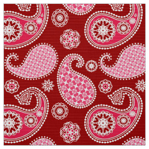 Het patroon van Paisley, Donkerrood, Roze en Wit Stof
