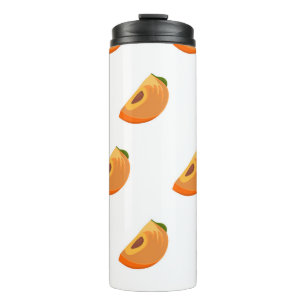 Het patroon van Persimmon dat op een witte achterg Thermosbeker