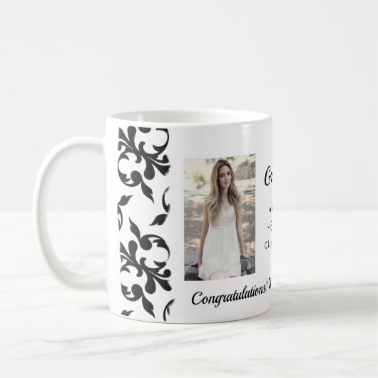 Het Patroon van Rococo feliciteert Afstuderen 2 Fo Koffiemok (Links)