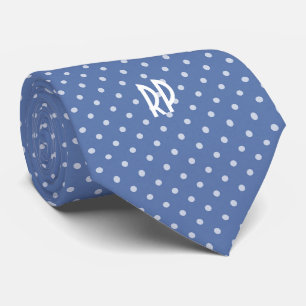 Het Patroon van stippen met Monogram (het Blauw Stropdas