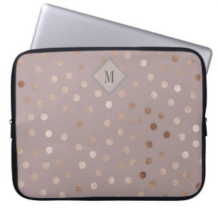 Het patroon van Stippen met Uw Monogram vormen Laptop Sleeve