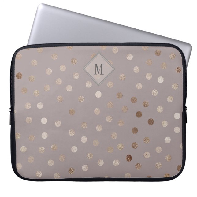 Het patroon van Stippen met Uw Monogram vormen Laptop Sleeve (Voorkant)