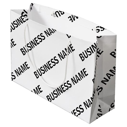 Het patroon van uw bedrijfsnaam | Zwart-wit Groot Cadeauzakje (Achterkant Gekanteld)
