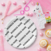 Het patroon van uw bedrijfsnaam | Zwart-wit Papieren Bordje (Feest)