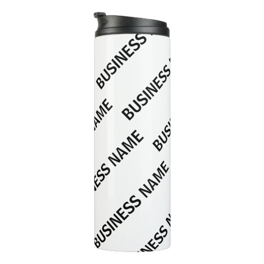 Het patroon van uw bedrijfsnaam | Zwart-wit Thermosbeker (Geroteerd rechts)